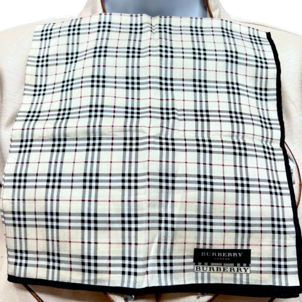 New Burberry London Bandana/handkerchief 20" cotton Ivery Gray Nova Check(5) - Picture 2 of 6